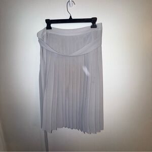 Ann Taylor White Pleated Midi Skirt for Work